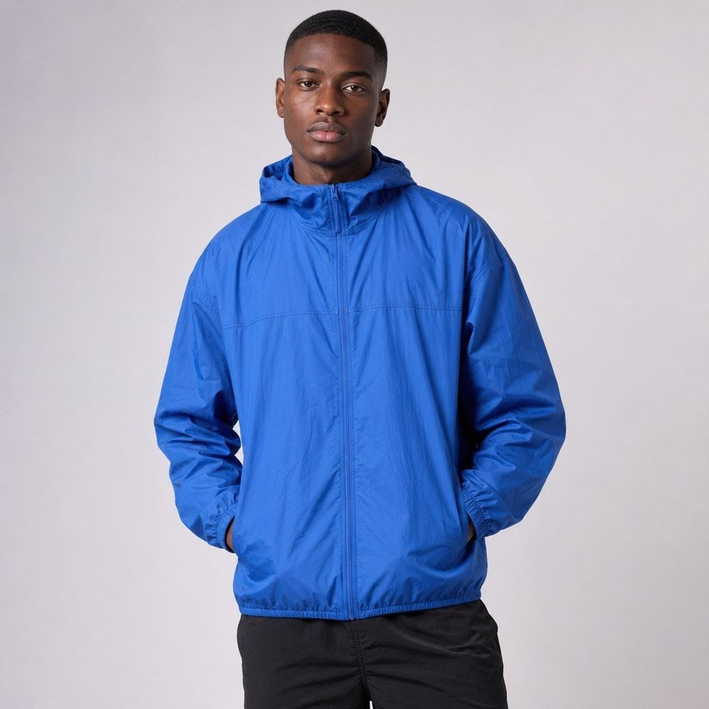 UNIQLO Pocketable UV Protection Parka Mens M Blue Lightweight Hooded Jacket